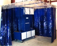 Mobile Weld Booth with UV protective welding curtains