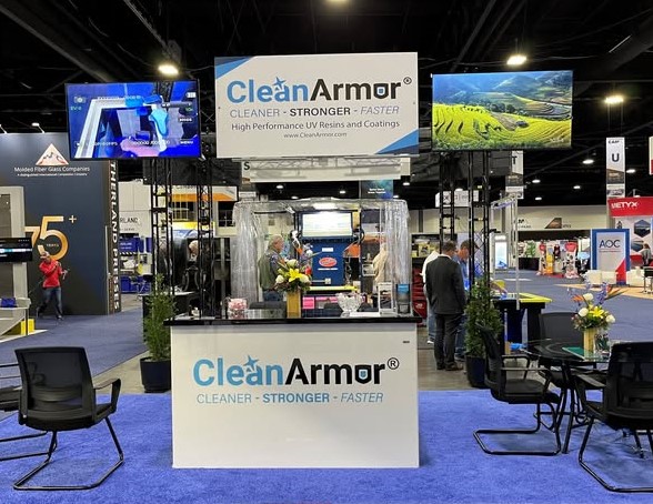 portable paint booth used for live spray demonstrations at CAMX show